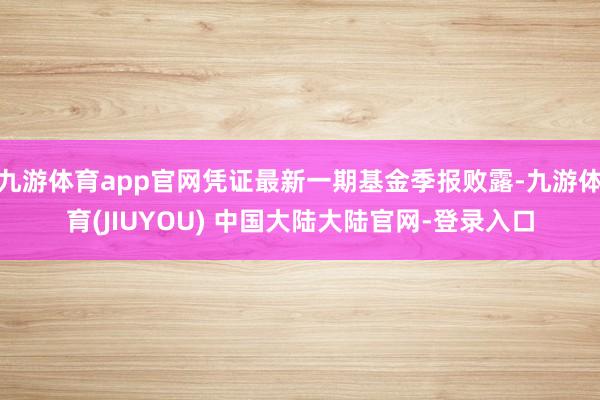 九游体育app官网凭证最新一期基金季报败露-九游体育(JIUYOU) 中国大陆大陆官网-登录入口